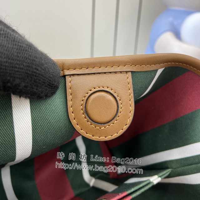 Gucci專櫃古馳最新款購物袋GG圖案條紋織大號肩背包 jh1998型號：815118